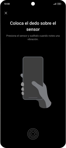 Sigue las indicaciones de la pantalla para crear una huella digital como código de seguridad.