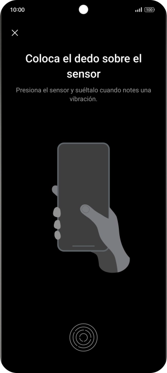 Sigue las indicaciones de la pantalla para crear una huella digital como código de seguridad.