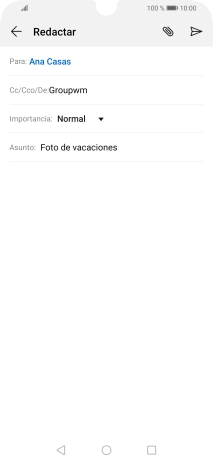 Pulsa en el campo de escritura  y escribe el texto del correo electrónico.