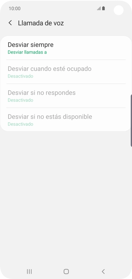 Pulsa el tipo de desvío deseado.