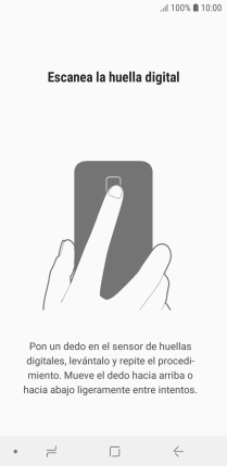 Sigue las indicaciones de la pantalla para crear una huella digital como código de seguridad.