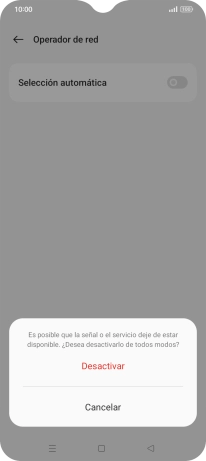 Pulsa Desactivar para desactivar la función y espera mientras el teléfono está buscando redes.