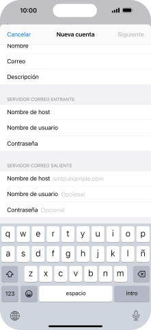 Pulsa Nombre de host e introduce smtp.vodafone.es.