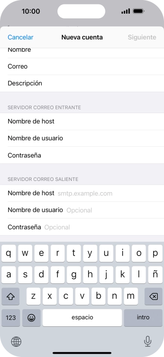 Pulsa Nombre de host e introduce smtp.vodafone.es.