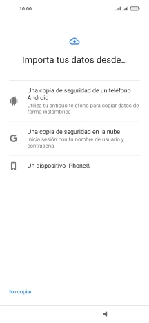 Pulsa la opción deseada y sigue las indicaciones de la pantalla para transferir contenido desde el otro teléfono y finalizar la activación de tu teléfono.
