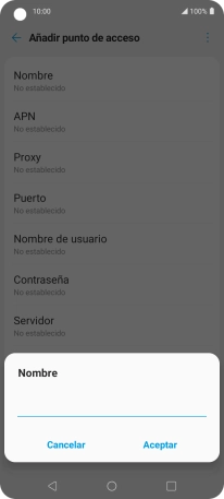 Introduce Vodafone Internet y pulsa Aceptar.