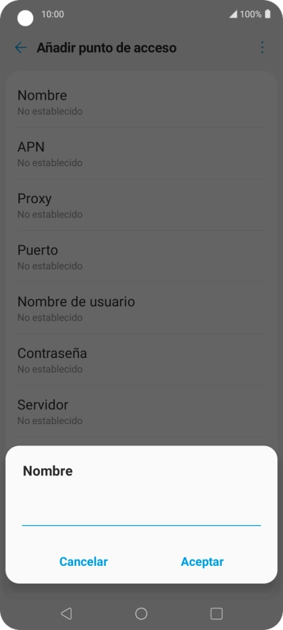 Introduce Vodafone Internet y pulsa Aceptar.