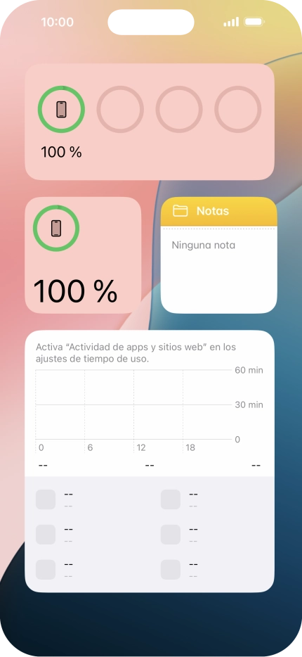 Desliza el dedo hacia arriba o hacia abajo por la pantalla para ver más widgets.