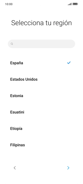 Pulsa el país o el área deseados.