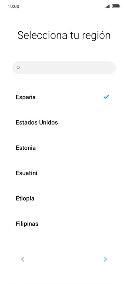 Pulsa el país o el área deseados.