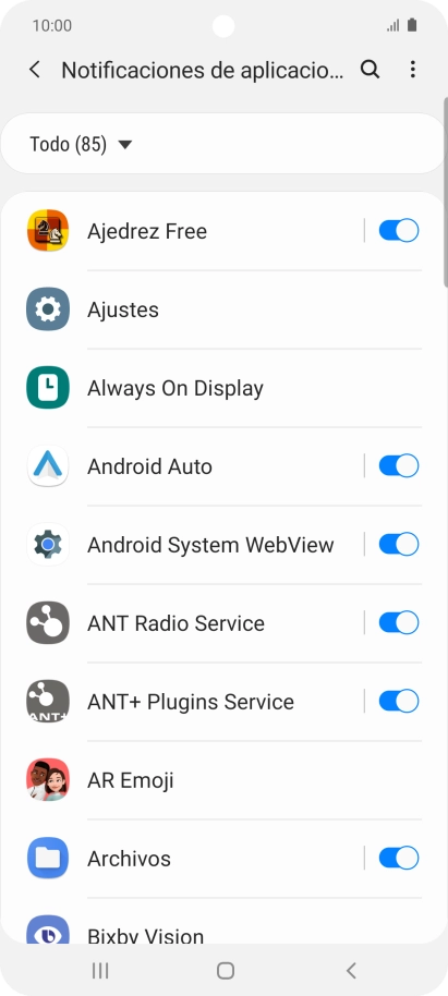 Pulsa el indicador junto a las apps deseadas para activar o desactivar la función.