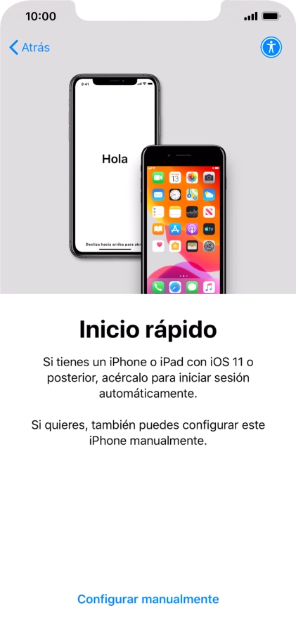 Sigue las indicaciones de la pantalla para transferir contenido de otro dispositivo iOS11 o con una versión más reciente o pulsa Configurar manualmente.