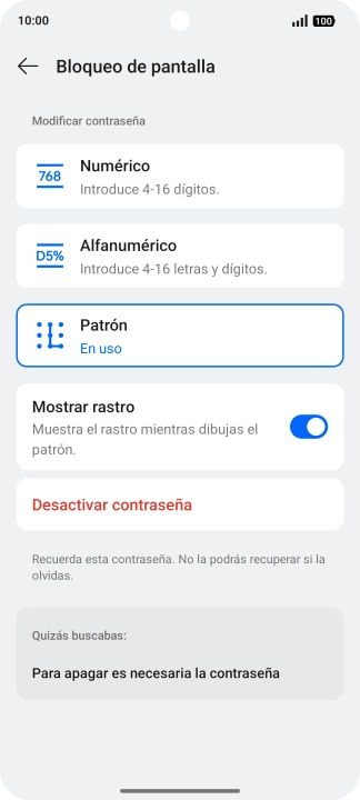 Pulsa Desactivar contraseña.