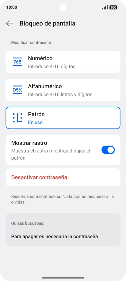 Pulsa Desactivar contraseña.