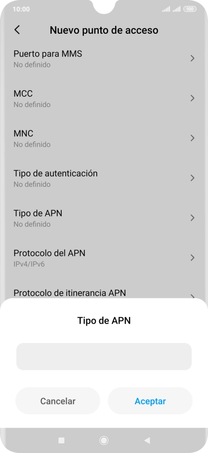 Introduce default y pulsa Aceptar.