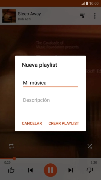 Introduce el nombre deseado de la lista de reproducción y pulsa CREAR PLAYLIST.