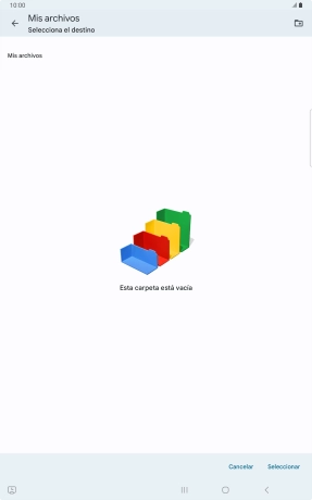 Si deseas crear una nueva carpeta, pulsa el icono de nueva carpeta y sigue las indicaciones de la pantalla para crearla.