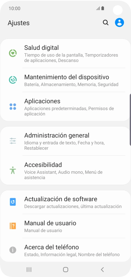 Pulsa Administración general.