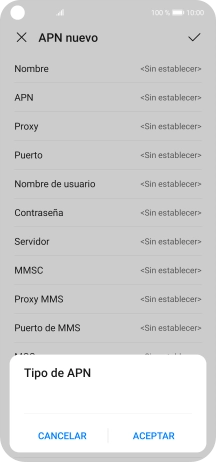 Introduce default y pulsa ACEPTAR.
