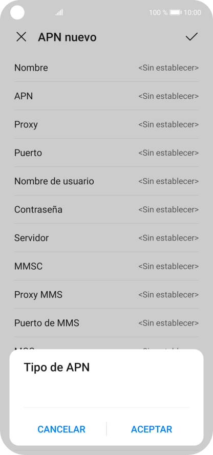 Introduce default y pulsa ACEPTAR.