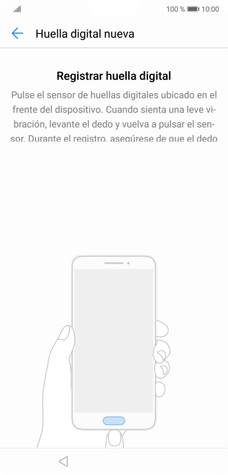Sigue las indicaciones de la pantalla para crear una huella digital como código de seguridad.