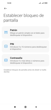 Pulsa el código de seguridad deseado.
