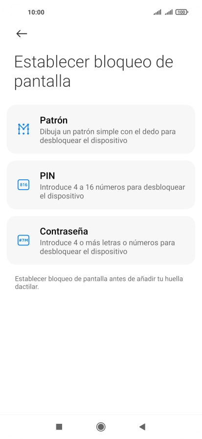 Pulsa el código de seguridad deseado.