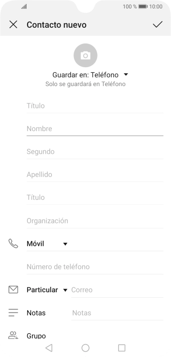 Pulsa Nombre e introduce el nombre deseado.
