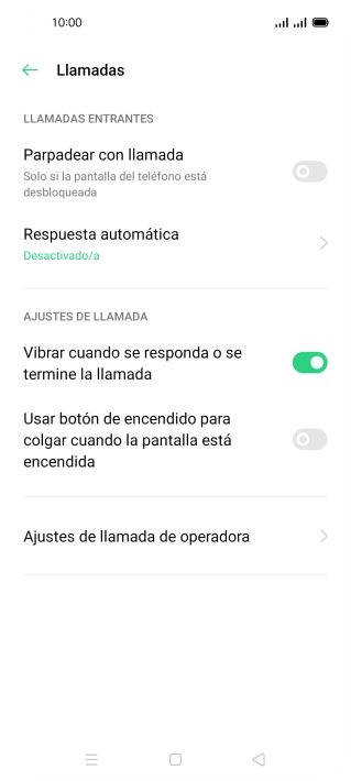 Pulsa Ajustes de llamada de operadora.