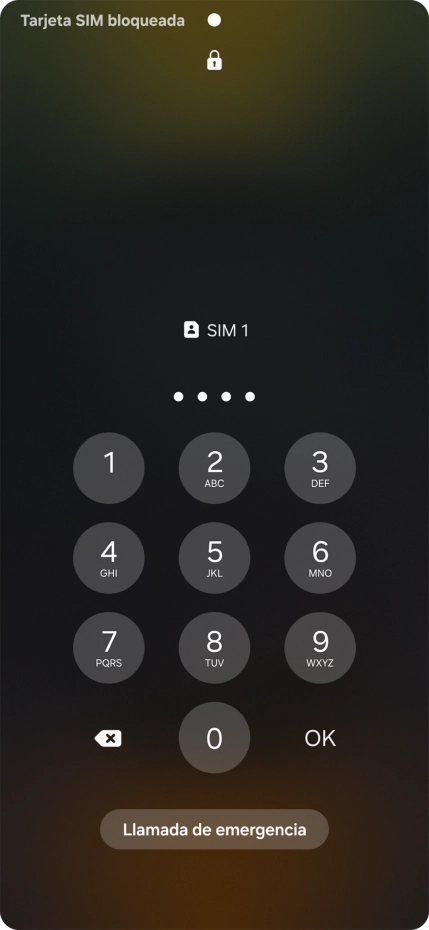 Si es necesario desbloquear la tarjeta SIM, introduce el código PIN y pulsa OK.