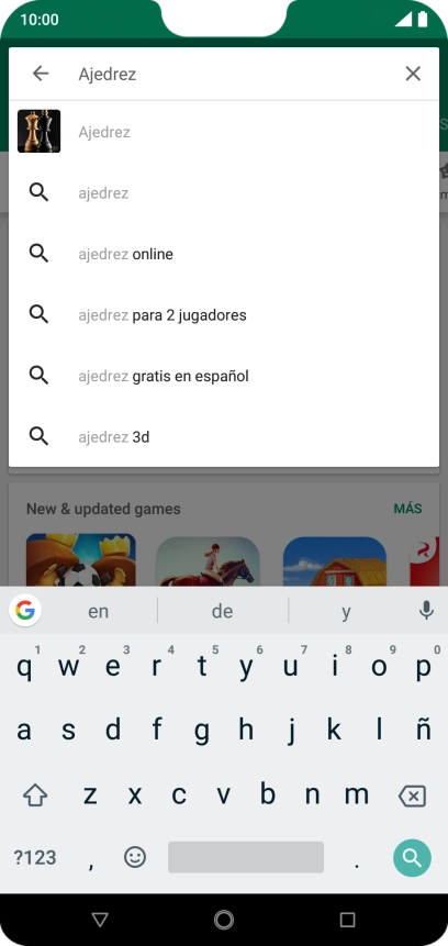 Introduce el nombre del tema o de la app y pulsa el icono de búsqueda.