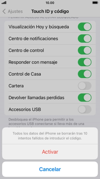Si activas la función, pulsa Activar.