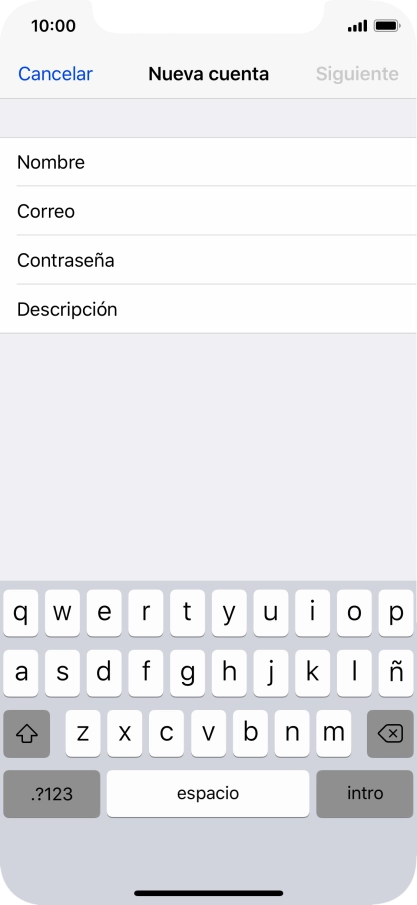 Pulsa Contraseña e introduce la contraseña de tu cuenta de correo electrónico.