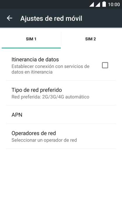 Pulsa Tipo de red preferido.