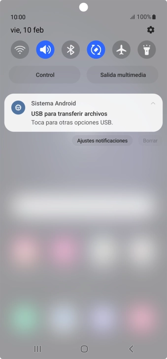 Pulsa Toca para otras opciones USB..
