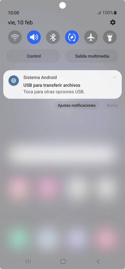 Pulsa Toca para otras opciones USB..