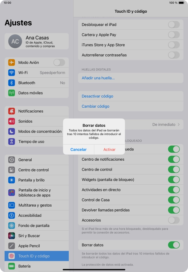 Si activas la función, pulsa Activar.