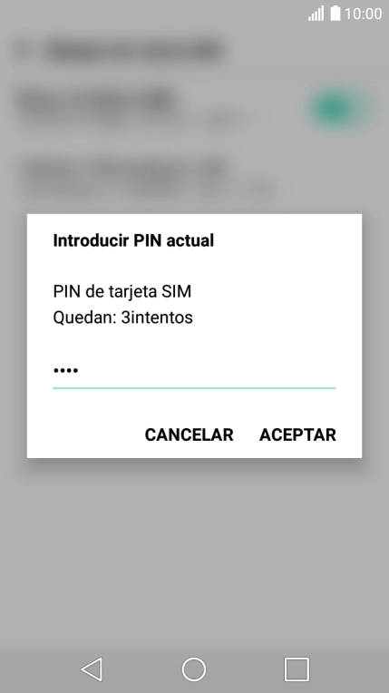 Introduce tu código PIN y pulsa ACEPTAR.