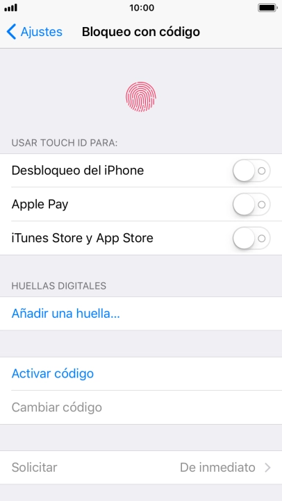 Pulsa Añadir una huella... y sigue las indicaciones de la pantalla para añadir tu huella digital.