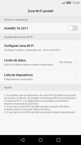 Pulsa Configurar zona Wi-Fi.