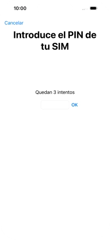 Si es necesario desbloquear la tarjeta SIM, introduce el código PIN y pulsa OK.