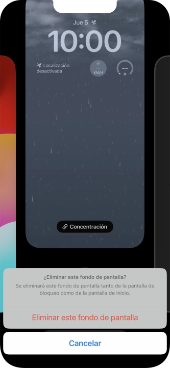 Pulsa Eliminar este fondo de pantalla.
