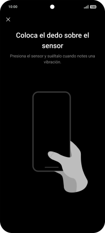 Sigue las indicaciones de la pantalla para crear una huella digital como código de seguridad.