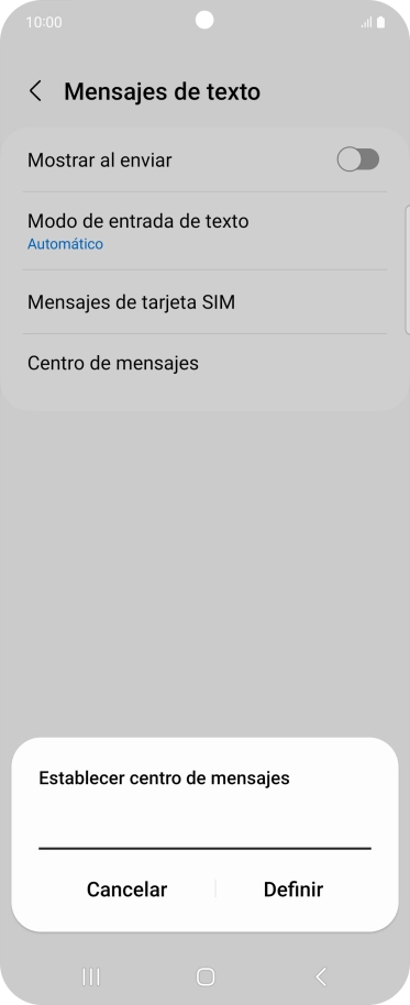 Introduce +34607003110 y pulsa Definir.