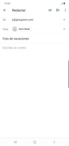 Pulsa en el campo de escritura  y escribe el texto del correo electrónico.
