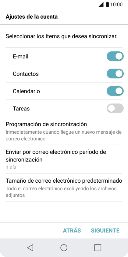 Si aparece en la pantalla esta imagen, tu cuenta de correo electrónico ha sido reconocida y configurada automáticamente. Sigue las indicaciones de la pantalla para introducir más información y terminar la configuración.