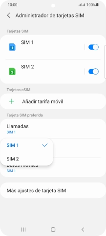 Pulsa la tarjeta SIM deseada.