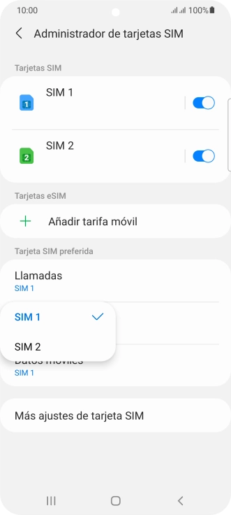 Pulsa la tarjeta SIM deseada.
