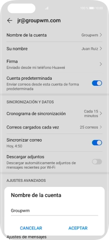 Introduce el nombre de la cuenta y pulsa ACEPTAR.