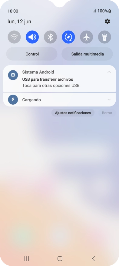 Pulsa Toca para otras opciones USB..